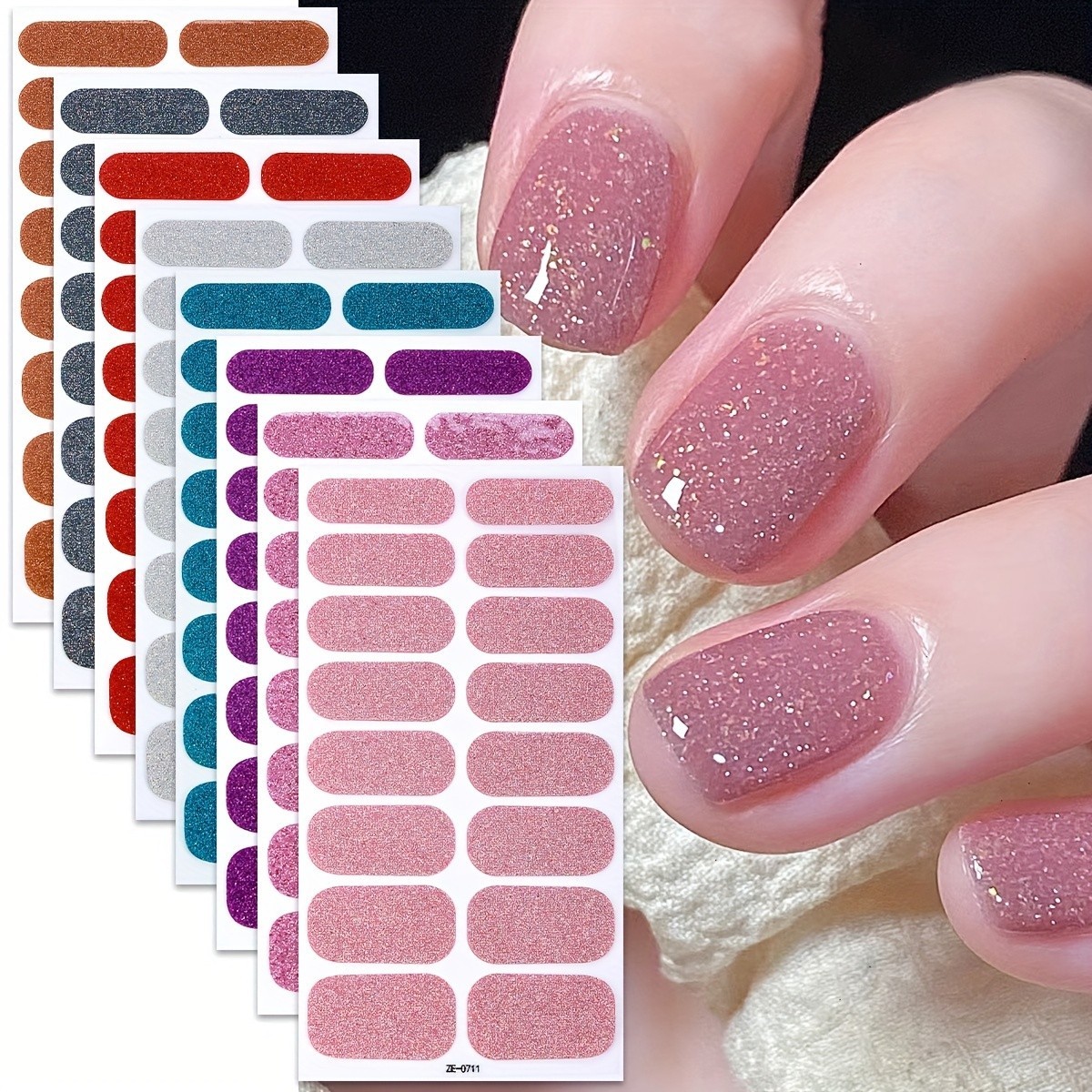 4 Sheets Nail Stickers Glitter Self Adhesive Polish Manicure DIY Nail Wraps