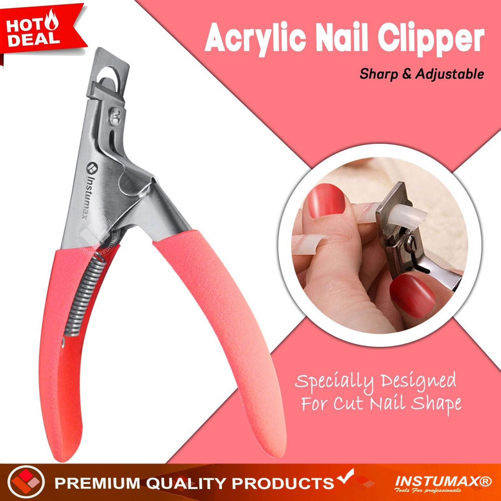 Acrylic False Nail Tip Cutter Clipper Nail Pink with Spring Manicure Tip Cutter
