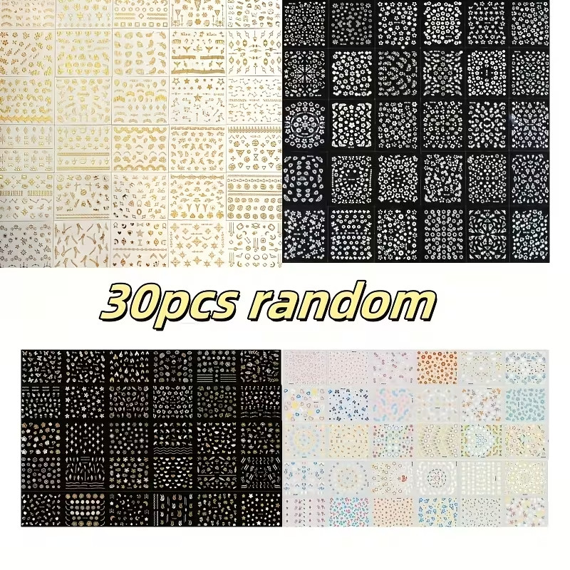 4 different sheets Nail Art Stickers, 3D Self-Adhesive Nail，Multicolor