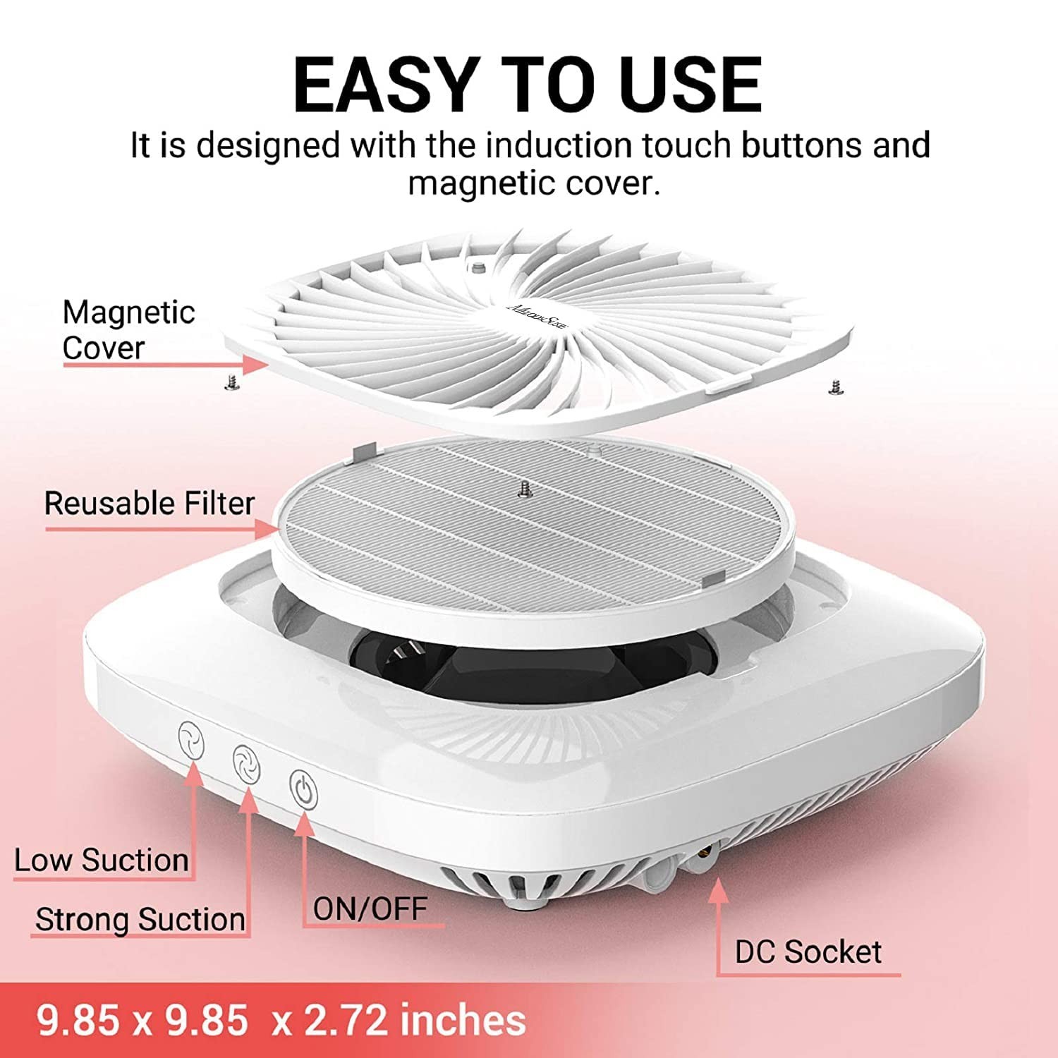 Professional Nail Dust Collector with Powerful Suction and Adjustable Modes