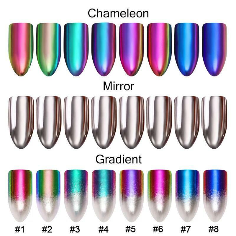 Chameleon Mirror Chrome Gradient Nail Powder Metallic Effect Duo Ombre Rainbow