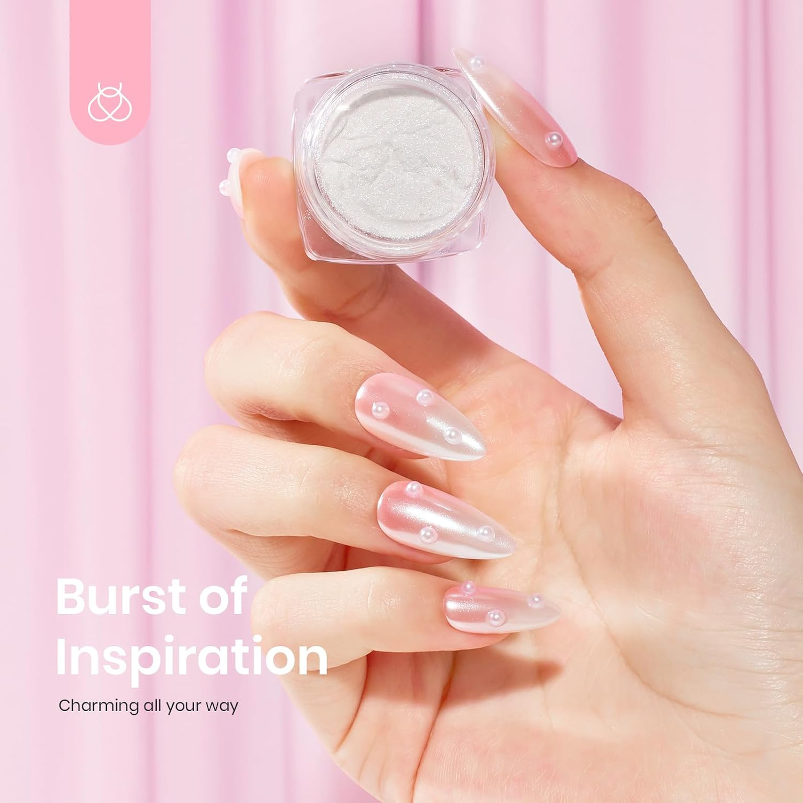 Beetles White Pearl Chrome Nail Powder Aurora Iridescent Mirror Effect