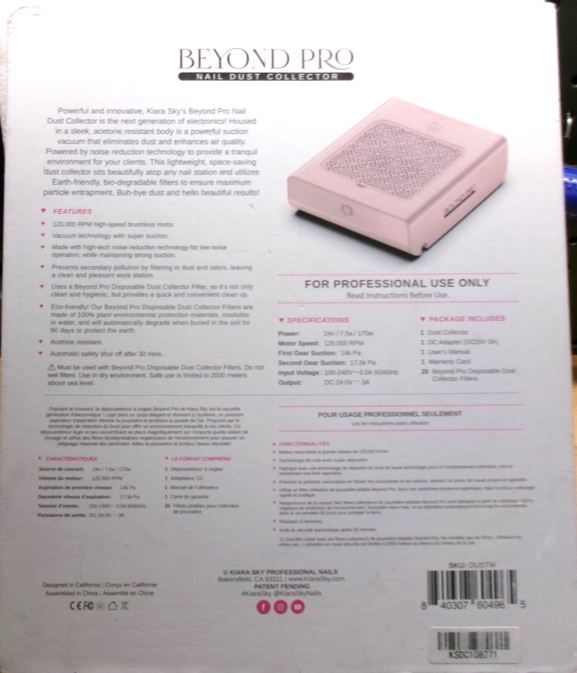 Kiara Sky Beyond Pro Nail Dust Collector – PINK