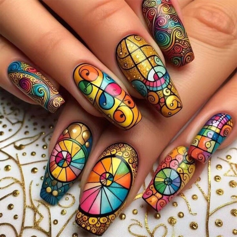 24pcs Natural Look False Nail Full Cover on Nail Decors for Everyday Use