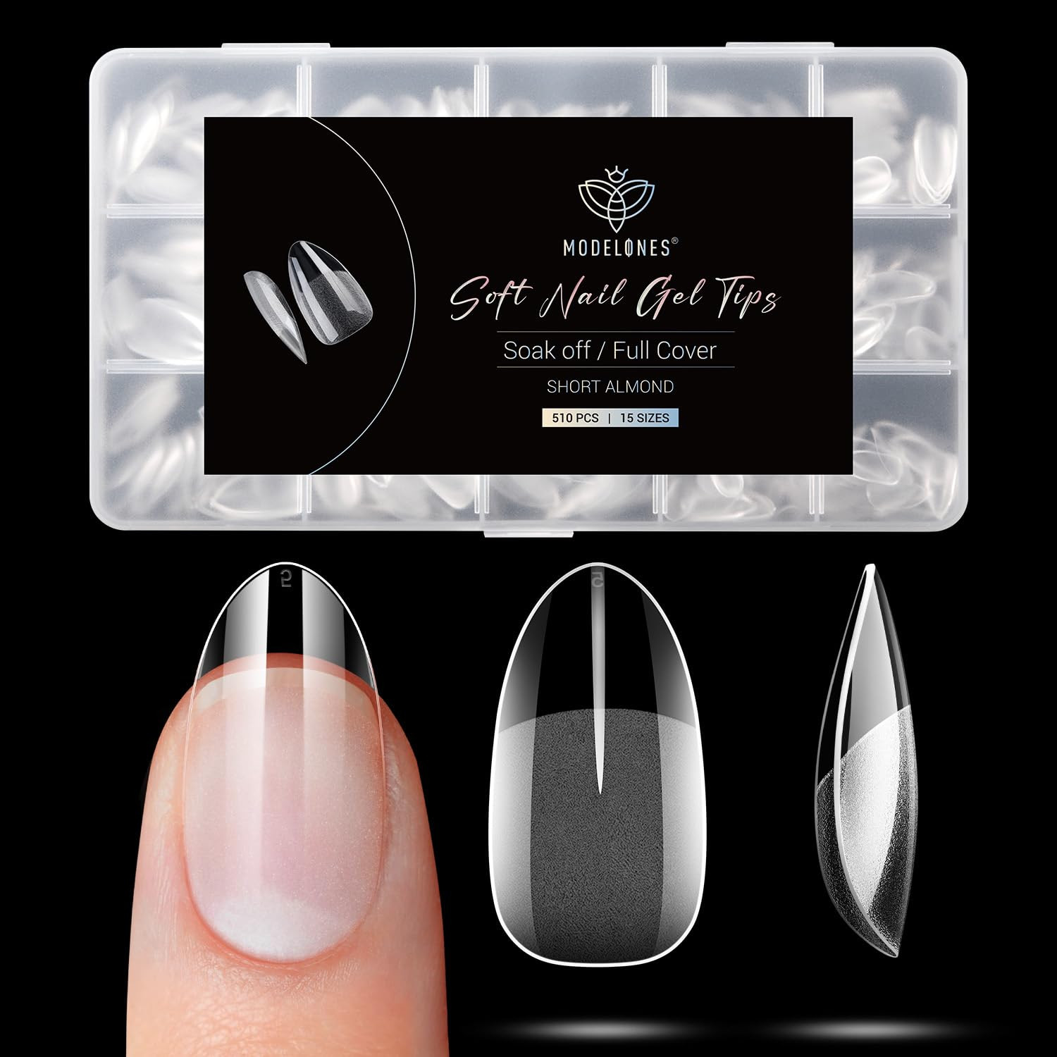 Modelones Short Almond Fake Nail Tips – 510Pcs Gel Tips Pre-Shaped Half Matte Fu