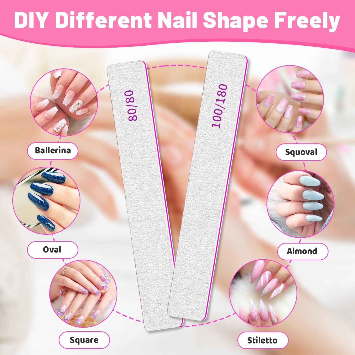 Nail Files 80 Grit, 80/80 Grit Nail Files, Jumbo Nail Files for