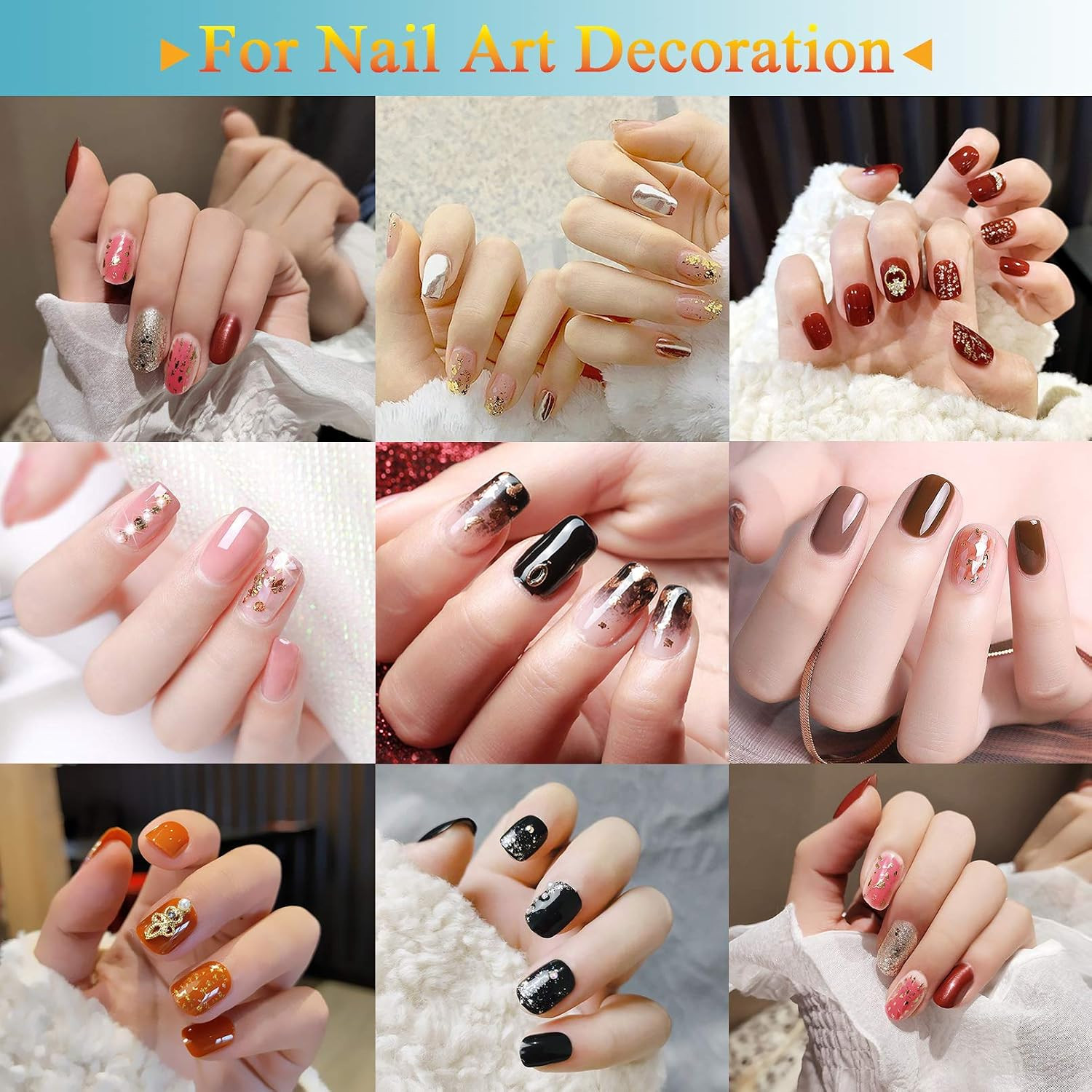 Gold Foil Flakes with Tweezers and Brush, 3 Colors Imitation Gold Foil Flakes