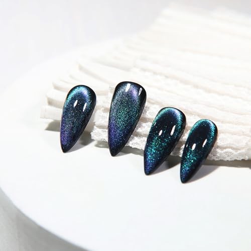 Stiletto Press on Nails – Deep Space Blue Long Fake Nails – Velvet Effect