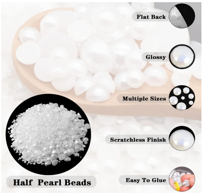 5800 Pcs Deep Purple Half Pearls for Crafts Nail Art (2/3/4/5/6/8/10mm) New