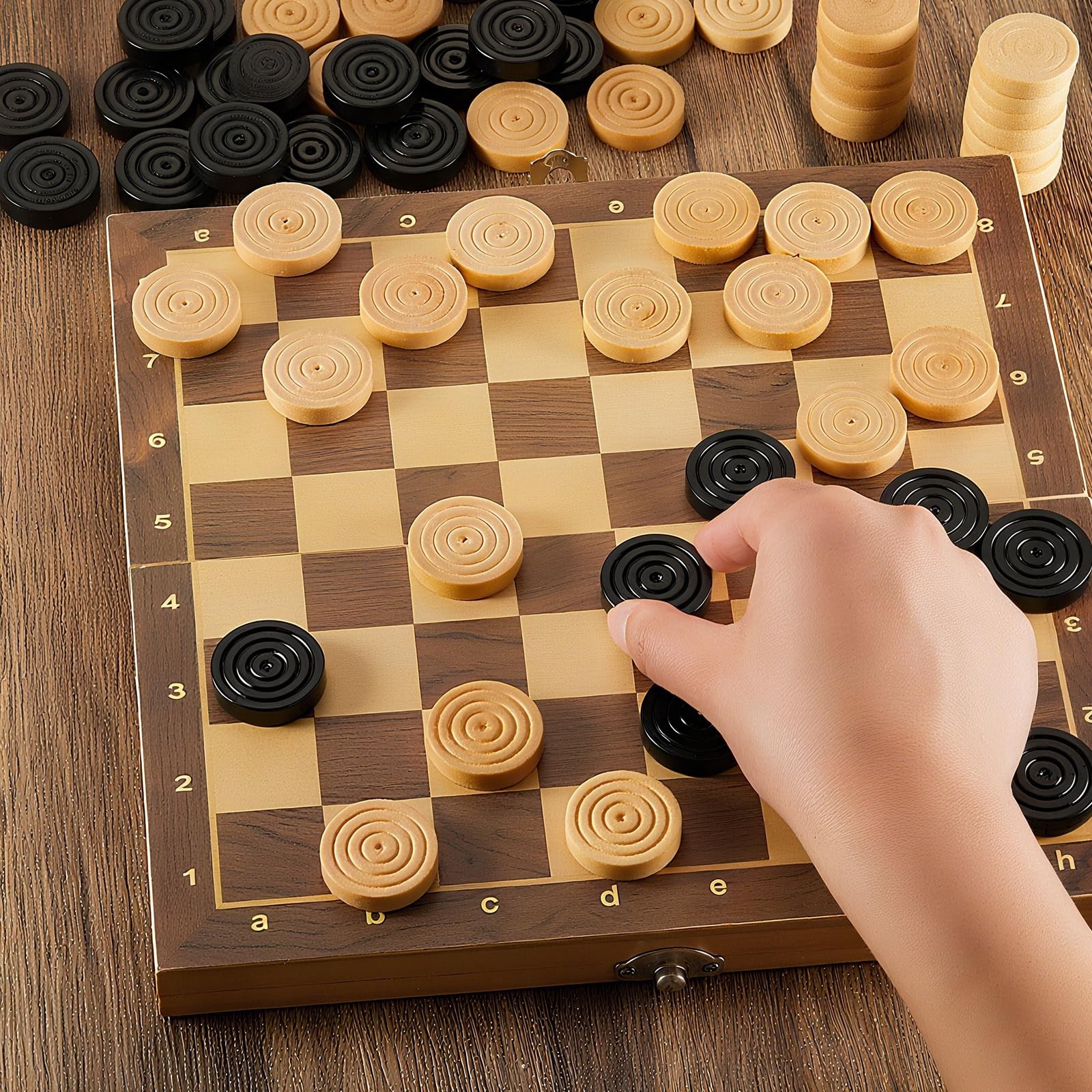 Sumind 48 Pcs Wooden Checkers Pieces 1.06 Inch Checker Black, Natural