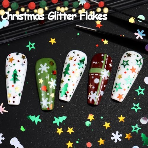 6 Box Christmas Nail Art Glitter Sequins Winter Xmas Tree Snowflake Stars Nail