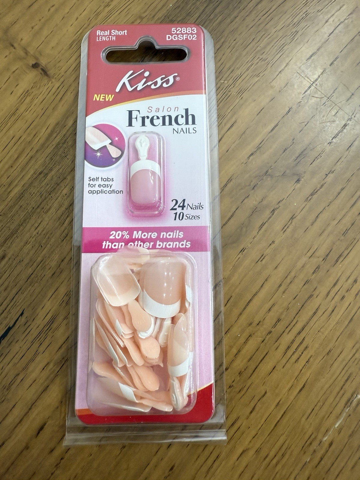 KISS SALON FRENCH NAILS REAL SHORT LENGTH 24 NAILS NATURAL DGSF02 Real Short
