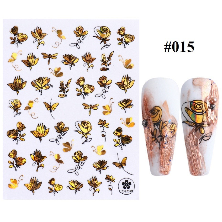 Gold Black Abstract Nail Art Stickers (Group 1)