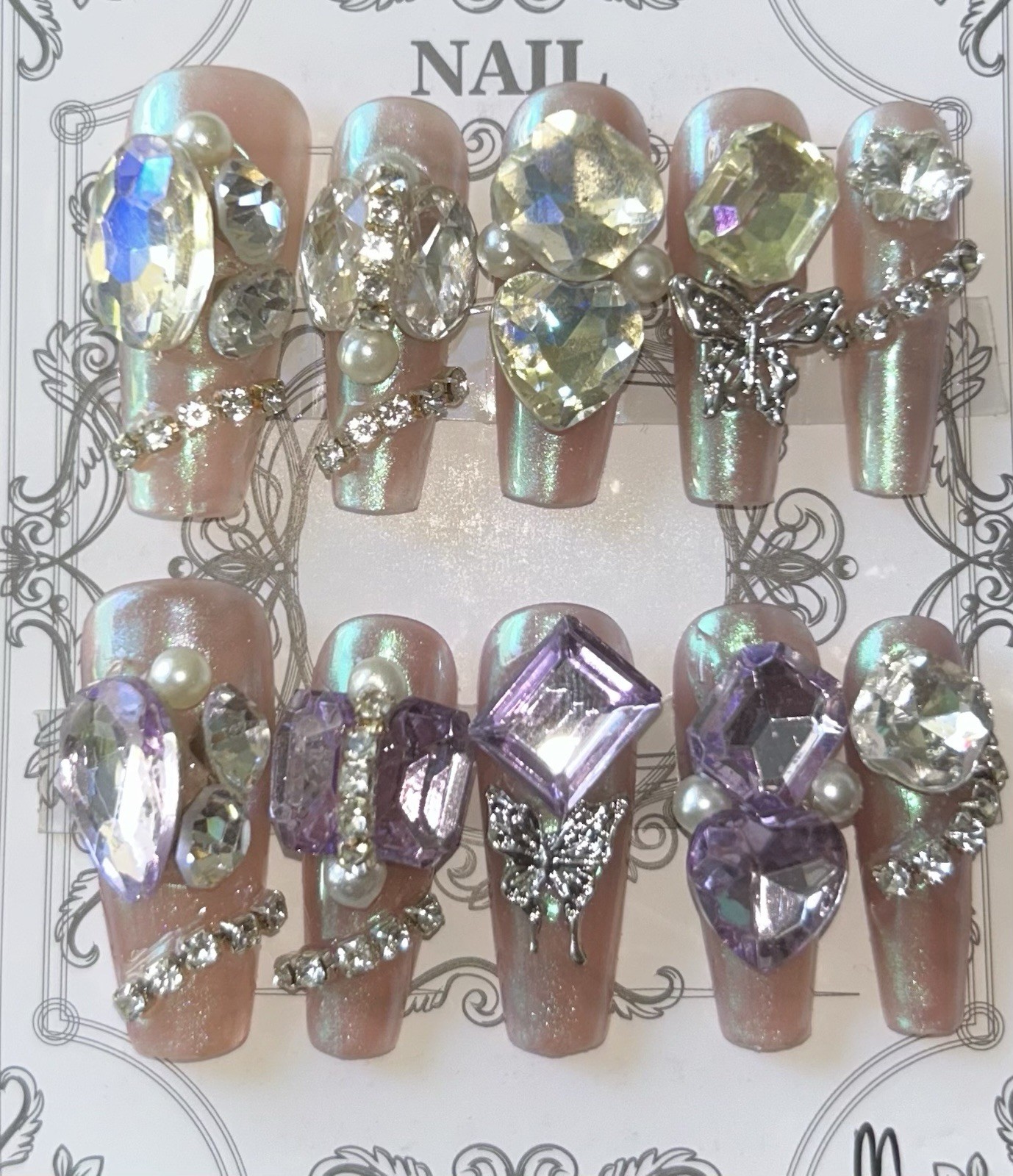 Acrylic Press-On Bling Nails