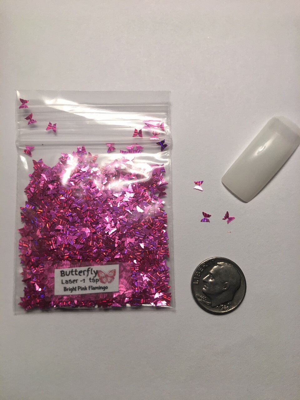 NEW Laser BUTTERFLY (Bright Pink Flamingo) Glitter 1tsp-4Nail Art Face Craft-US