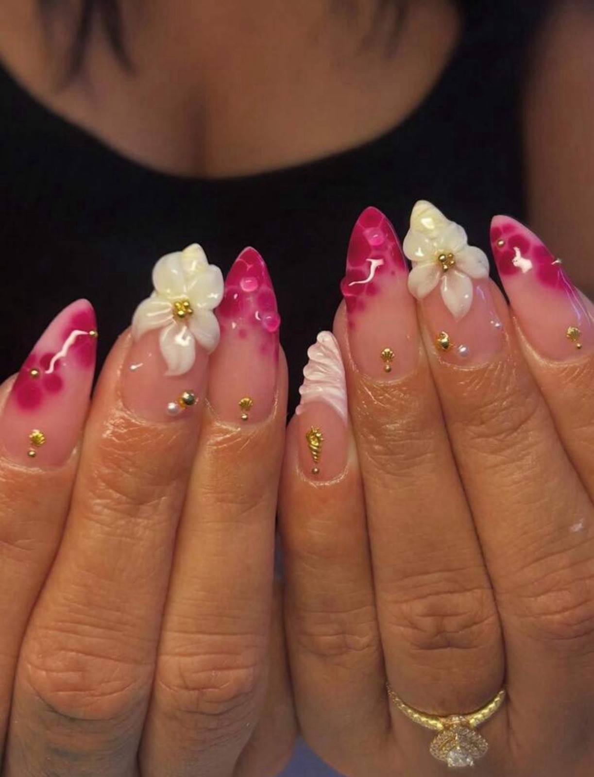 10pcs/Set Handmade Delicate French Floral Nail Art Nails