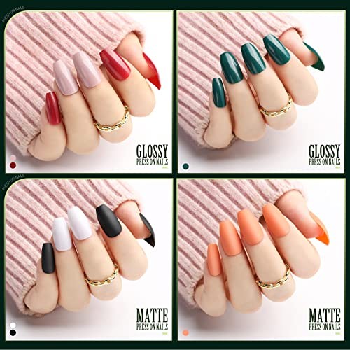 Set of 24 Coffin Shape Press On Nails – B Matte and Glossy – B Coffin Shape