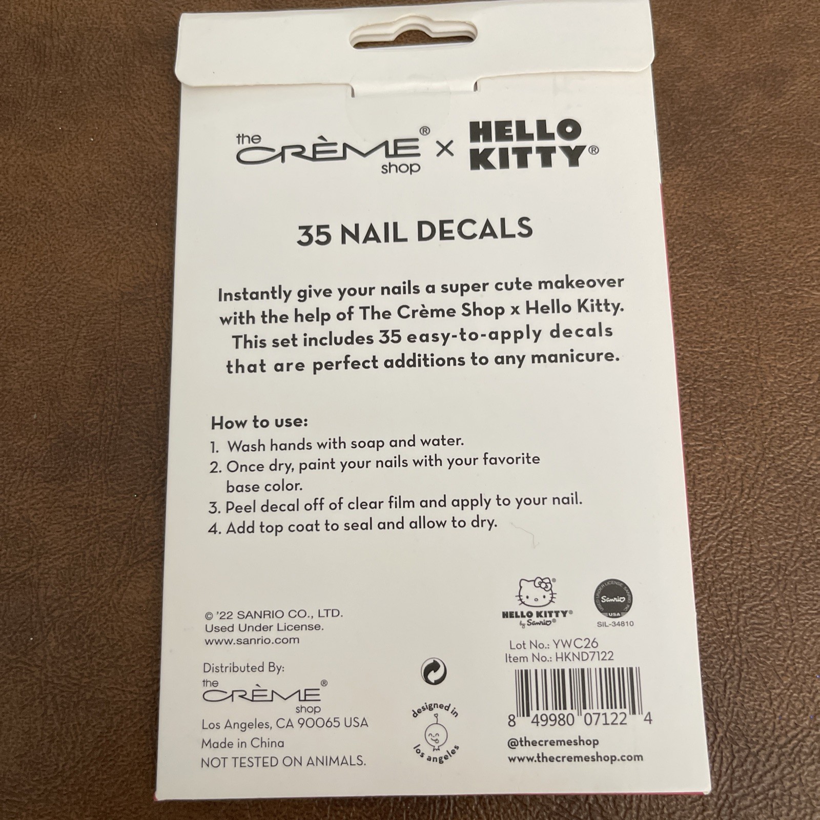 The Creme Shop Hello Kitty Nail Decals 35 Piece Easy To Apply Cute Nail Art New