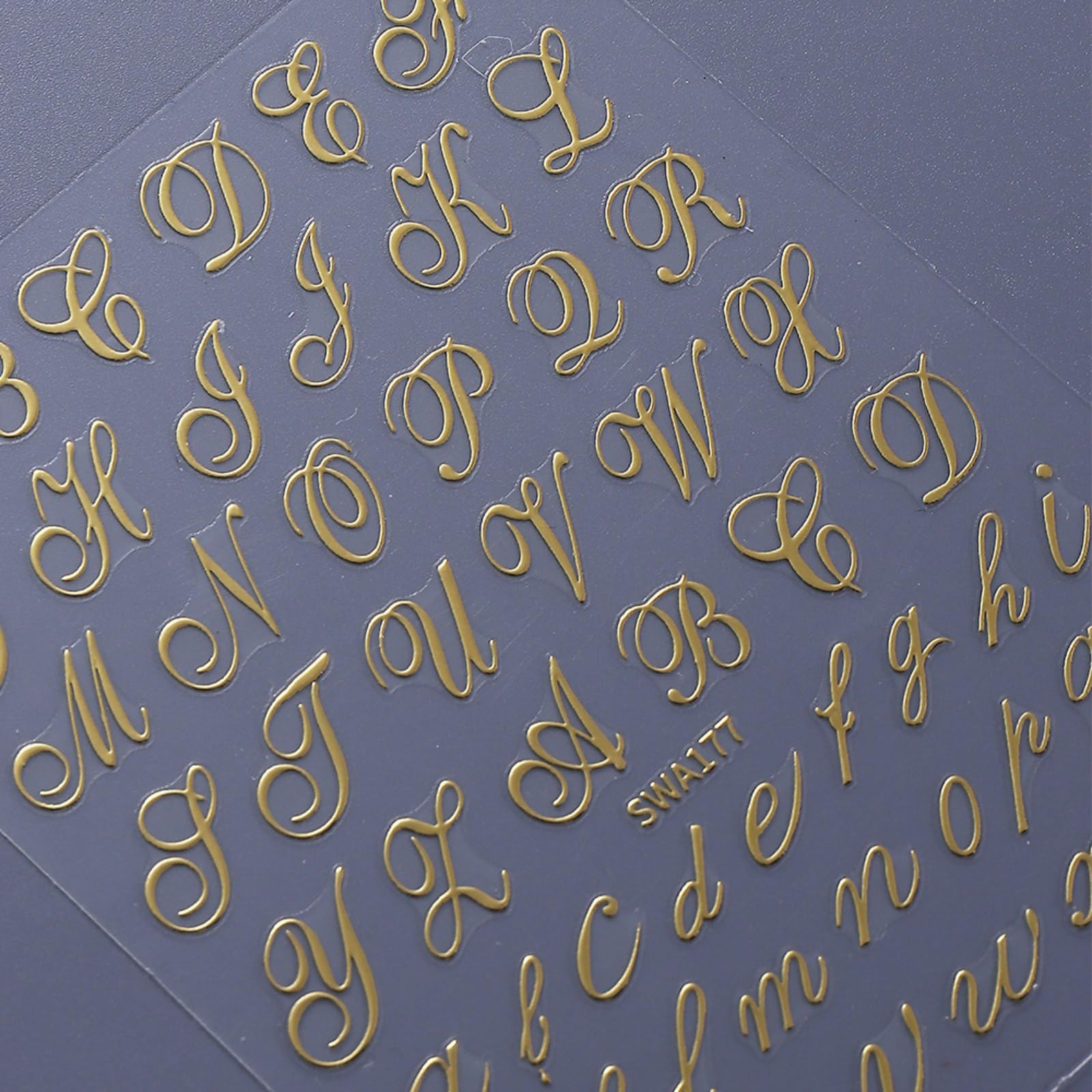 4 PCS 3D Old English Letter Nail Art Stickers Gold Blue Red Black Decals