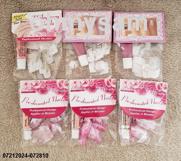 6 x NEW SET OF 20 ARTIFICIAL FINGER NAIL TIPS FRENCH HOLOGRAM DES FULL SIZE AA