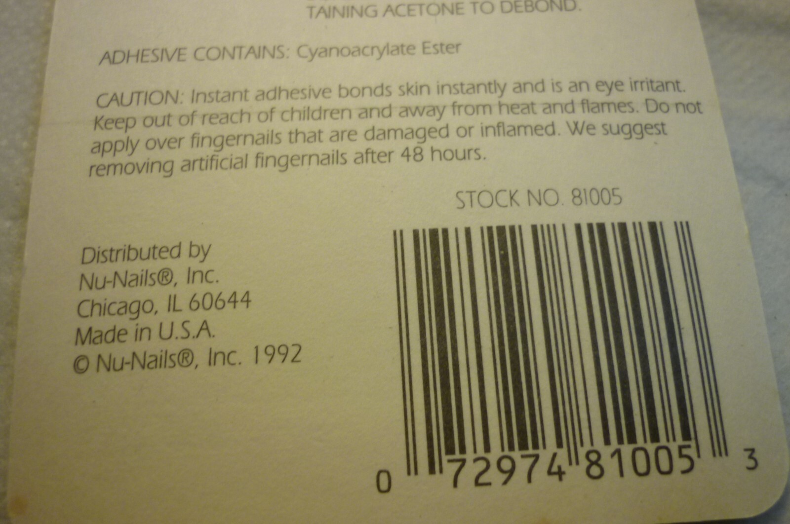 NU NAILS ARTIFICIAL FINGERNAILS GLUE-ON 20 PC. PACK USA NOS SIZE MED. 1992 VTG.