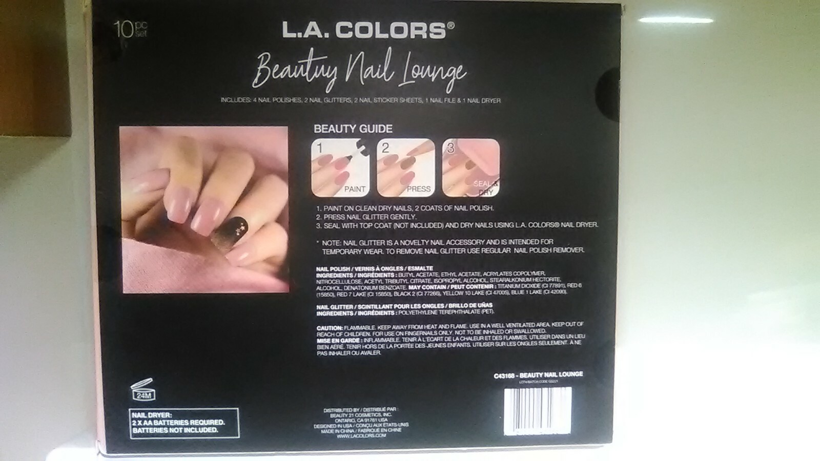 L.A. Colors~Beauty Nail Lounge~At Home Salon Kit~Limited Edition Dryer~10 Pc Set