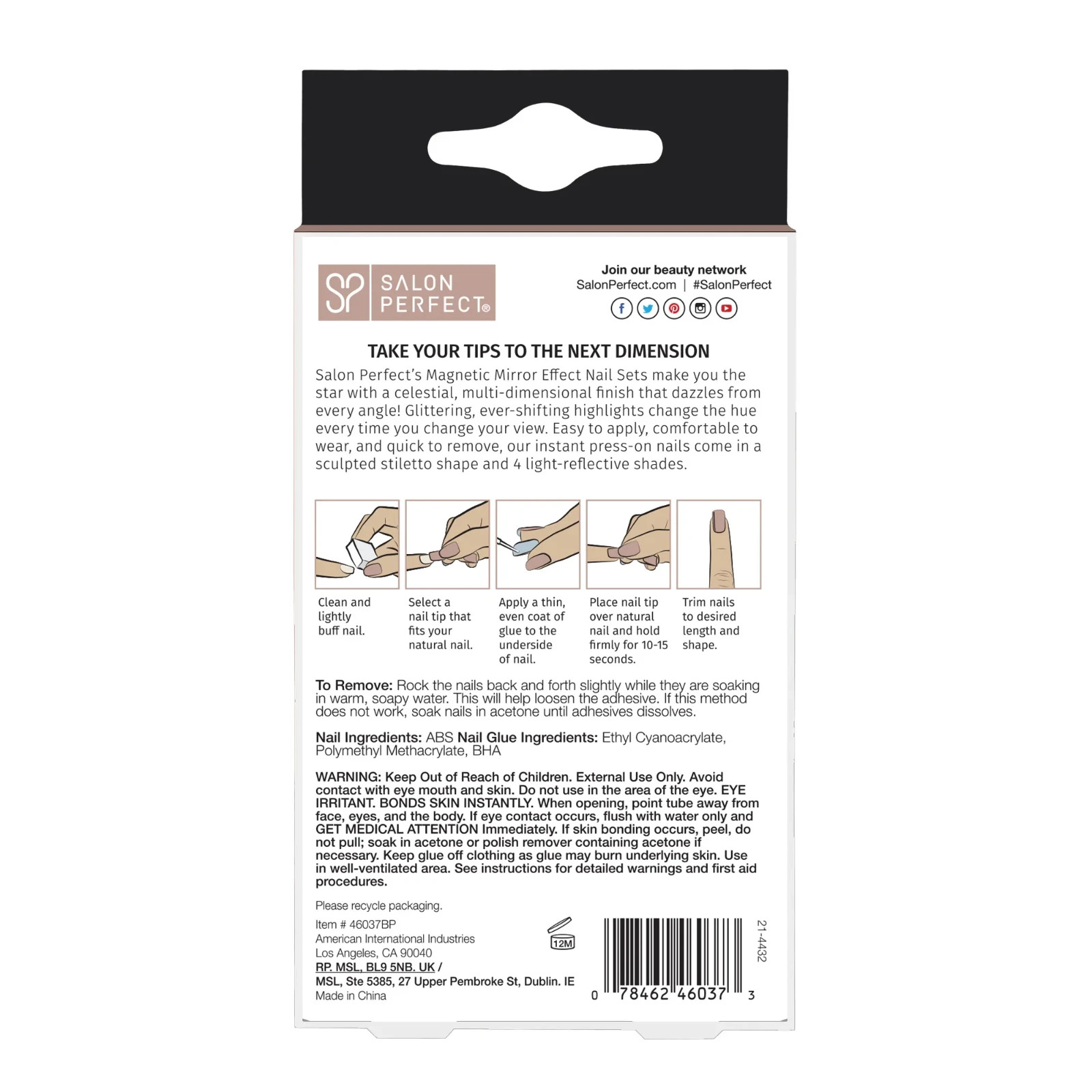 Salon Perfect Magnetic Silver Press On Nails – 30 Count Medium Almond