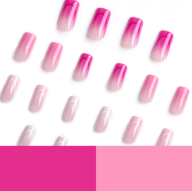 Gradient lilac purple press-on nails,4-color stripe nail art,medium coffin shape