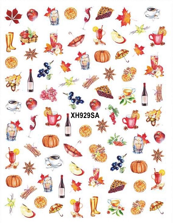 Thanksgiving Pumpkin Fall Leaf Maple Nail Sticker Harvest Turkey Squirrel Deer