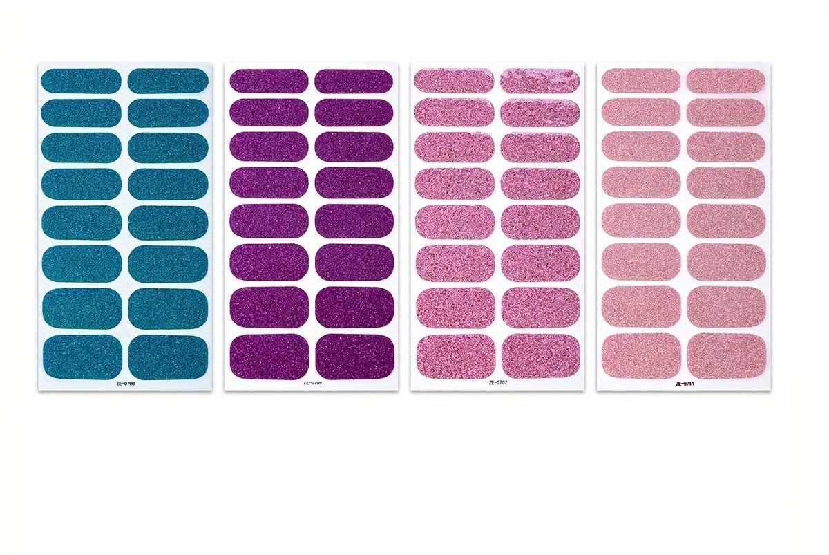 4 Sheets Nail Stickers Glitter Self Adhesive Polish Manicure DIY Nail Wraps