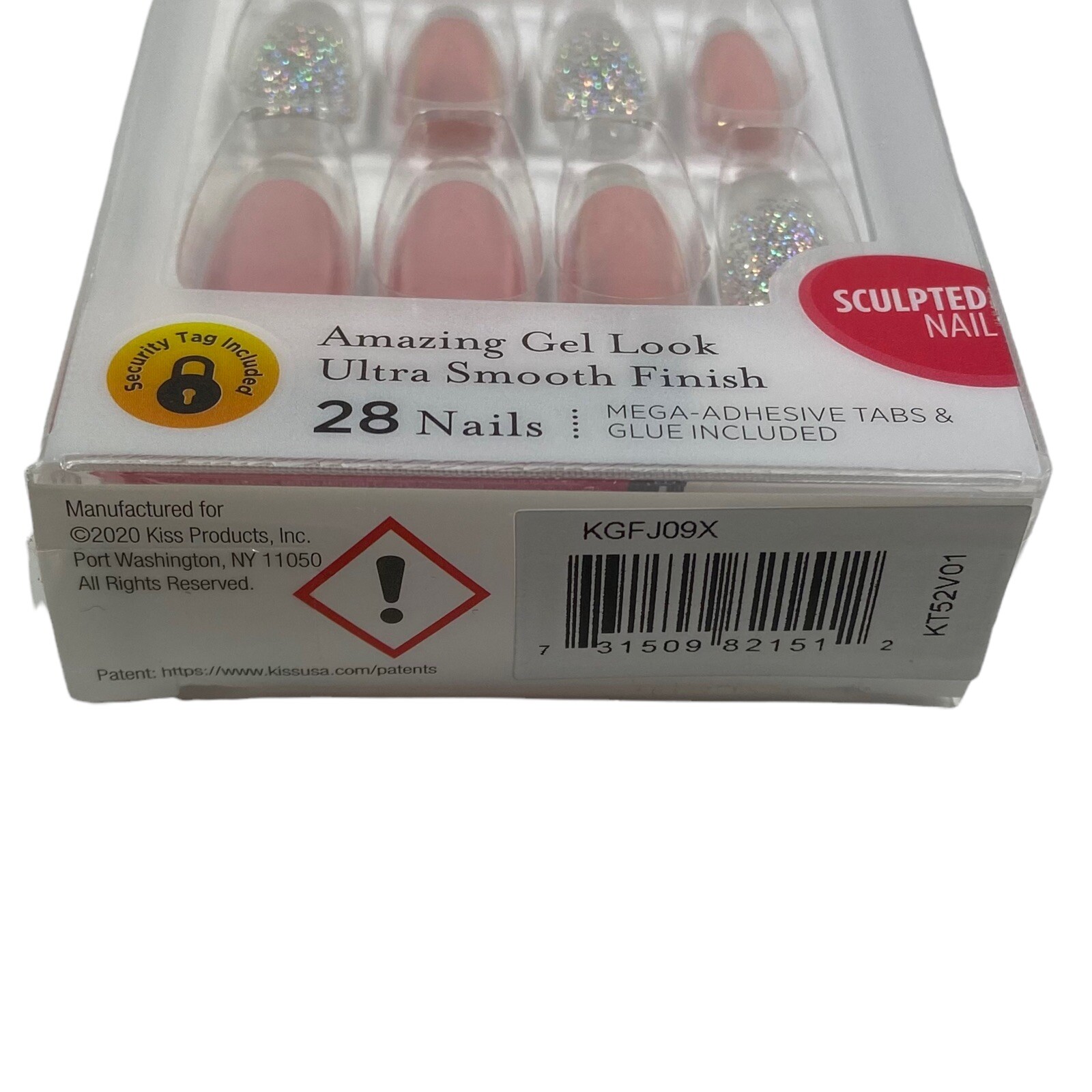 NEW Kiss Nails Jelly Fantasy Press or Glue Manicure Long Gel Coffin Pink Silver