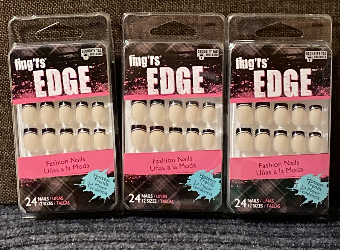(3-PACKS) FING’RS EDGE Fashion Nails 24 Nails #22586 NO GLUE