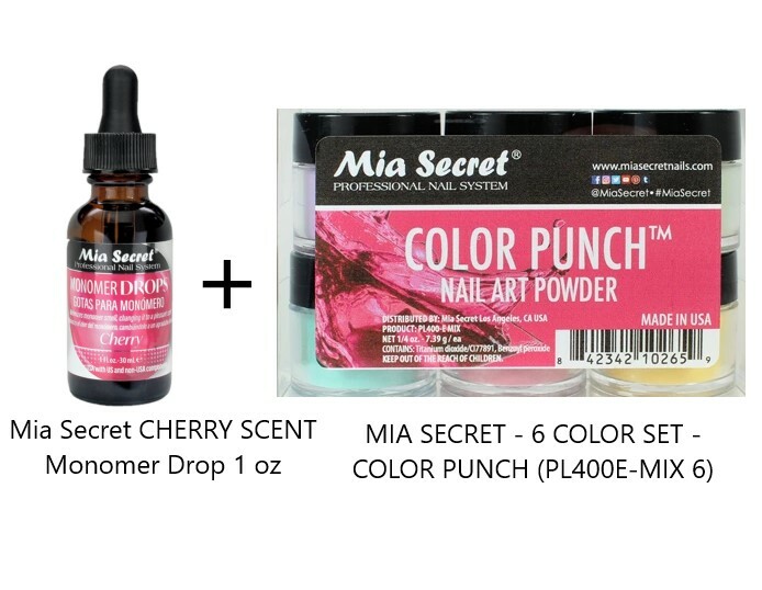 NEW!!! Mia Secret CHERRY SCENT Monomer Drop 1 oz + COLOR PUNCH