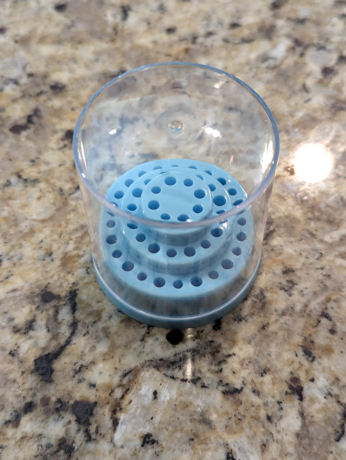 48 Hole Acrylic Nail Drill Bit Holder Cake with Clear Cover Blue