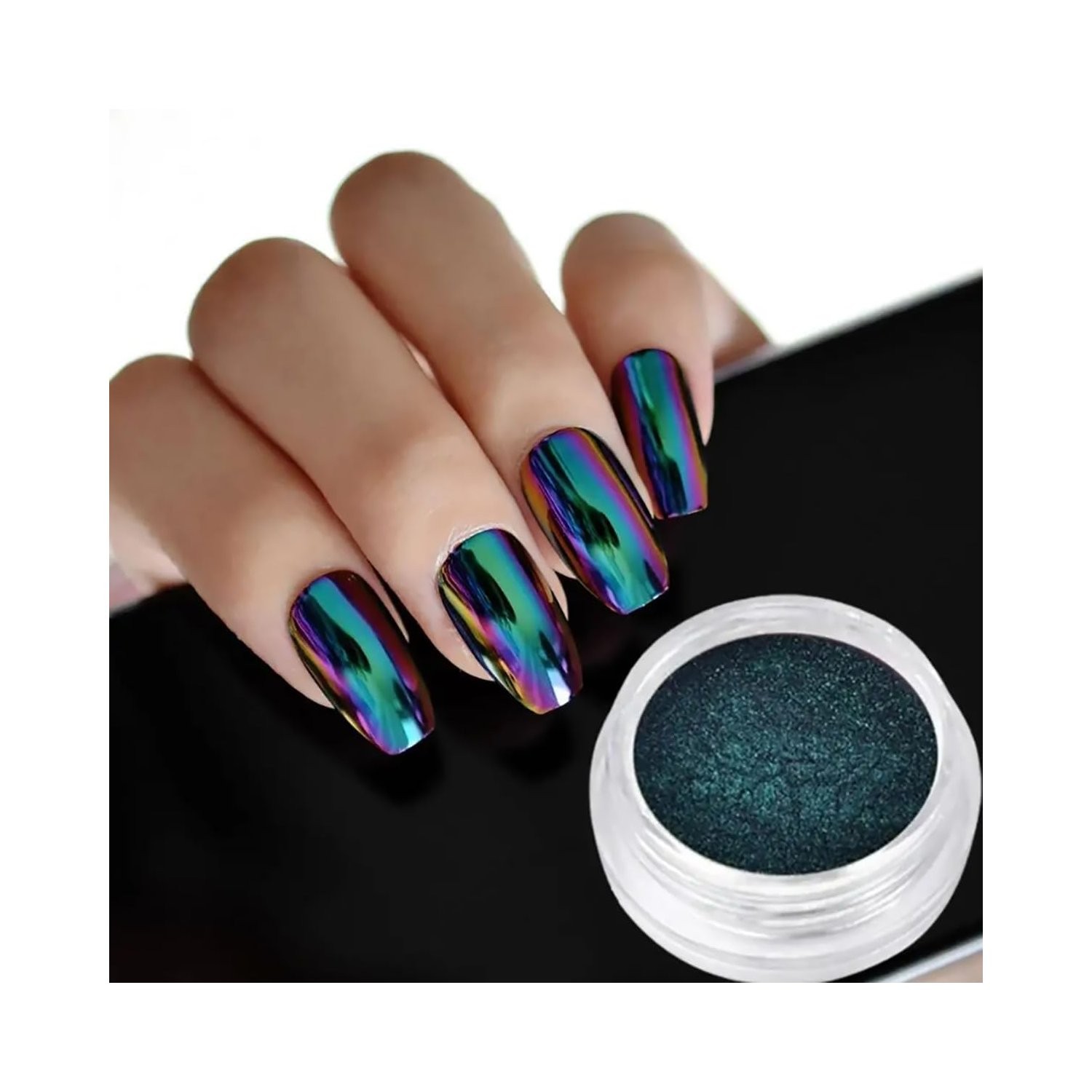 4pcs Metallic Nail Powder Set for Gel Nails with Holographic Glitter Effect