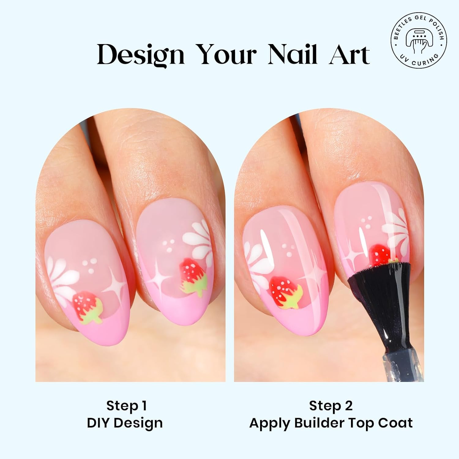 Press on Nails Kit – Short Almond French Tip Nails Kit, 224 Pcs | 7 Colors Rainb