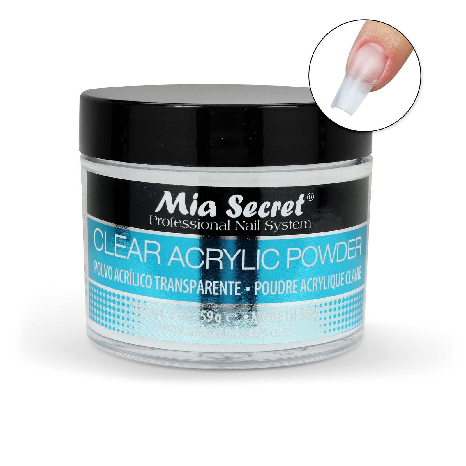 Mia Secret Clear Acrylic Powder 1 Ounce USA Made Salon Quality Nail Powder
