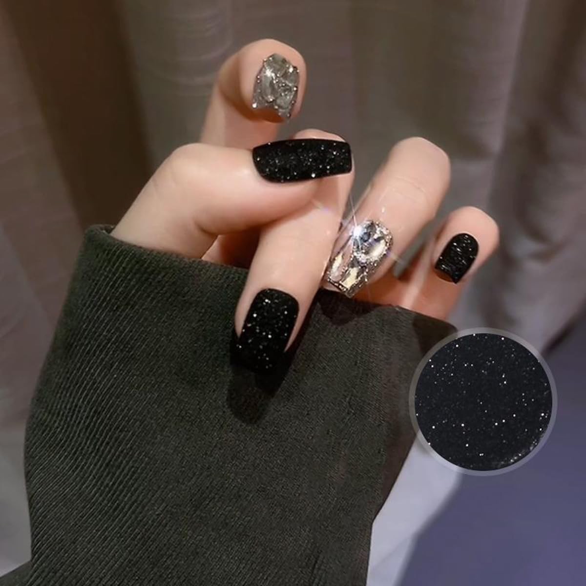 0.2mm Black Nail Glitter White Rainbow Holographic Shining Sugar Nail Glitter…