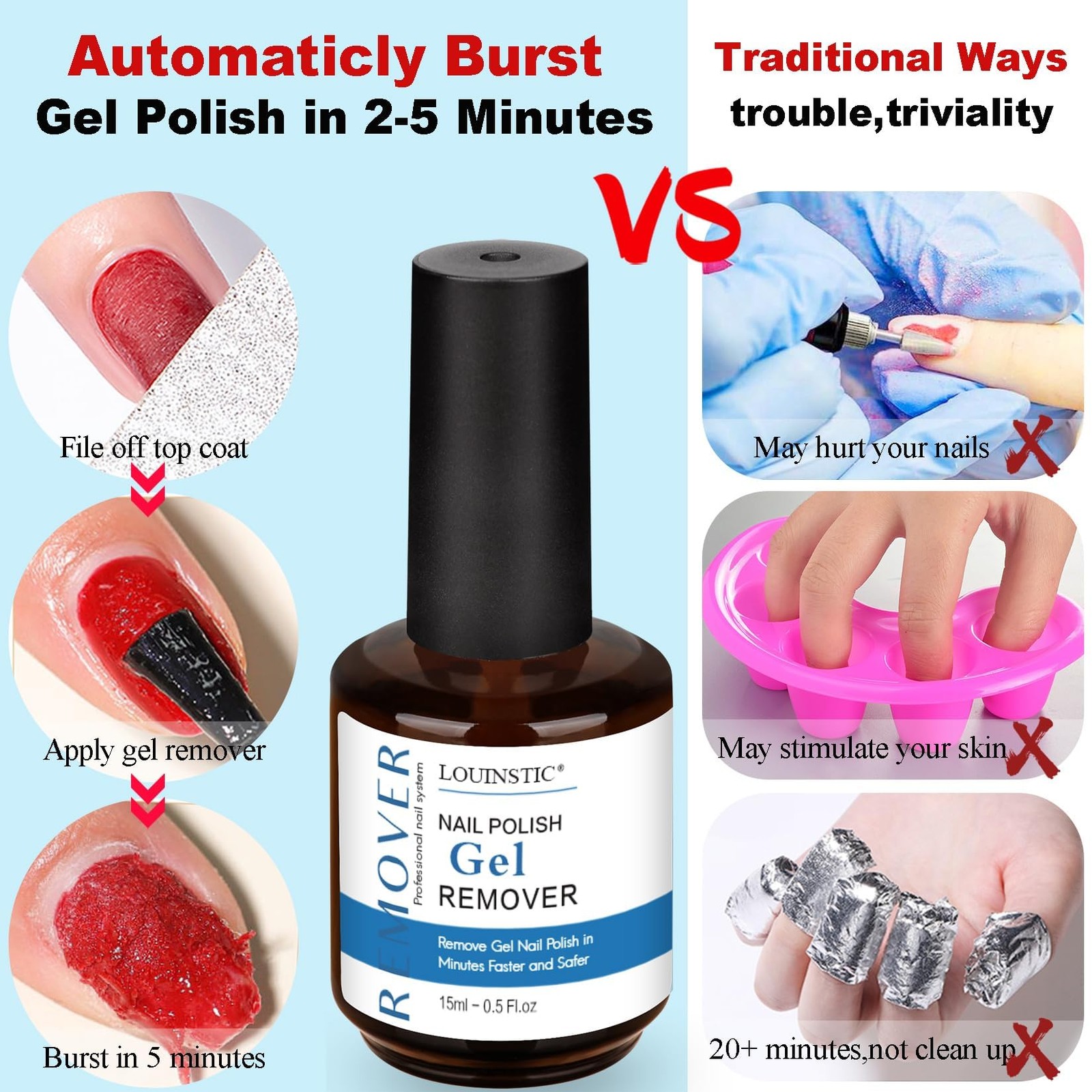 Gel Polish 0.26 Fl Oz (Pack of 2), Remover & Cuticle Oil & Manicure Tools