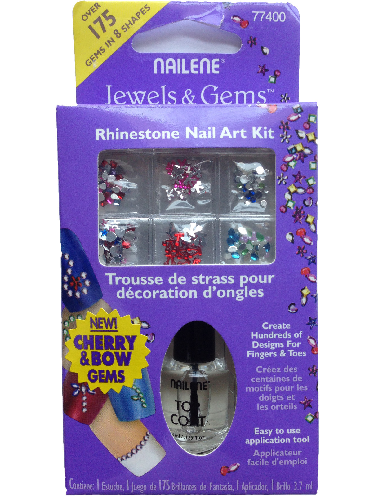 Nailene Rhinestone Manicure Nail Art Kit Over 175 Jewels & Gems Glitter Shapes