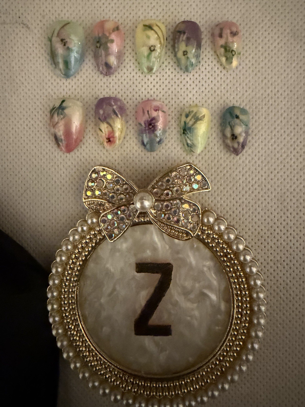 Z NAILZ! Handmade Almond Spring/Easter Pastel Colored Flowers Press On Nails