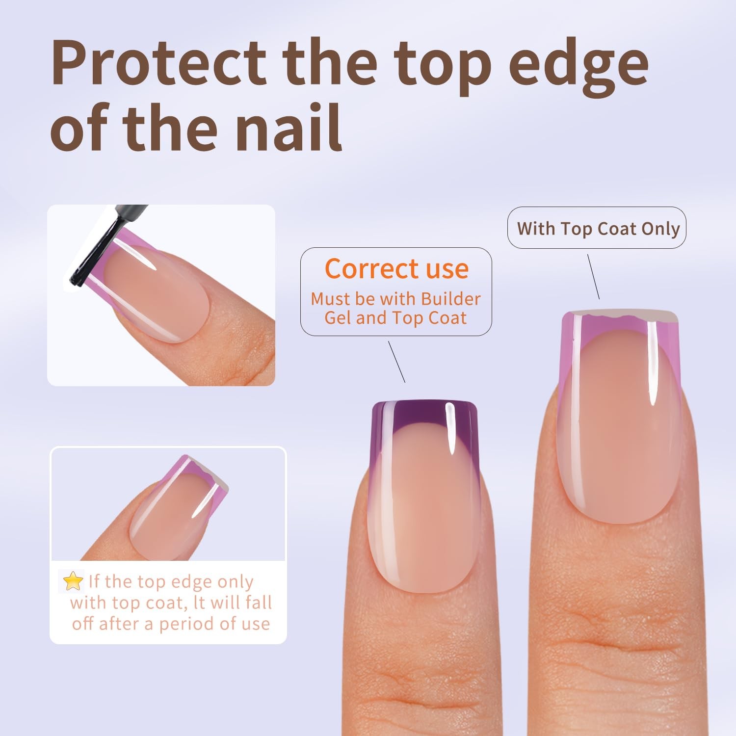 Misssix Purple French Tip Press on Nails, 160Pcs, Short Square Fake Nails