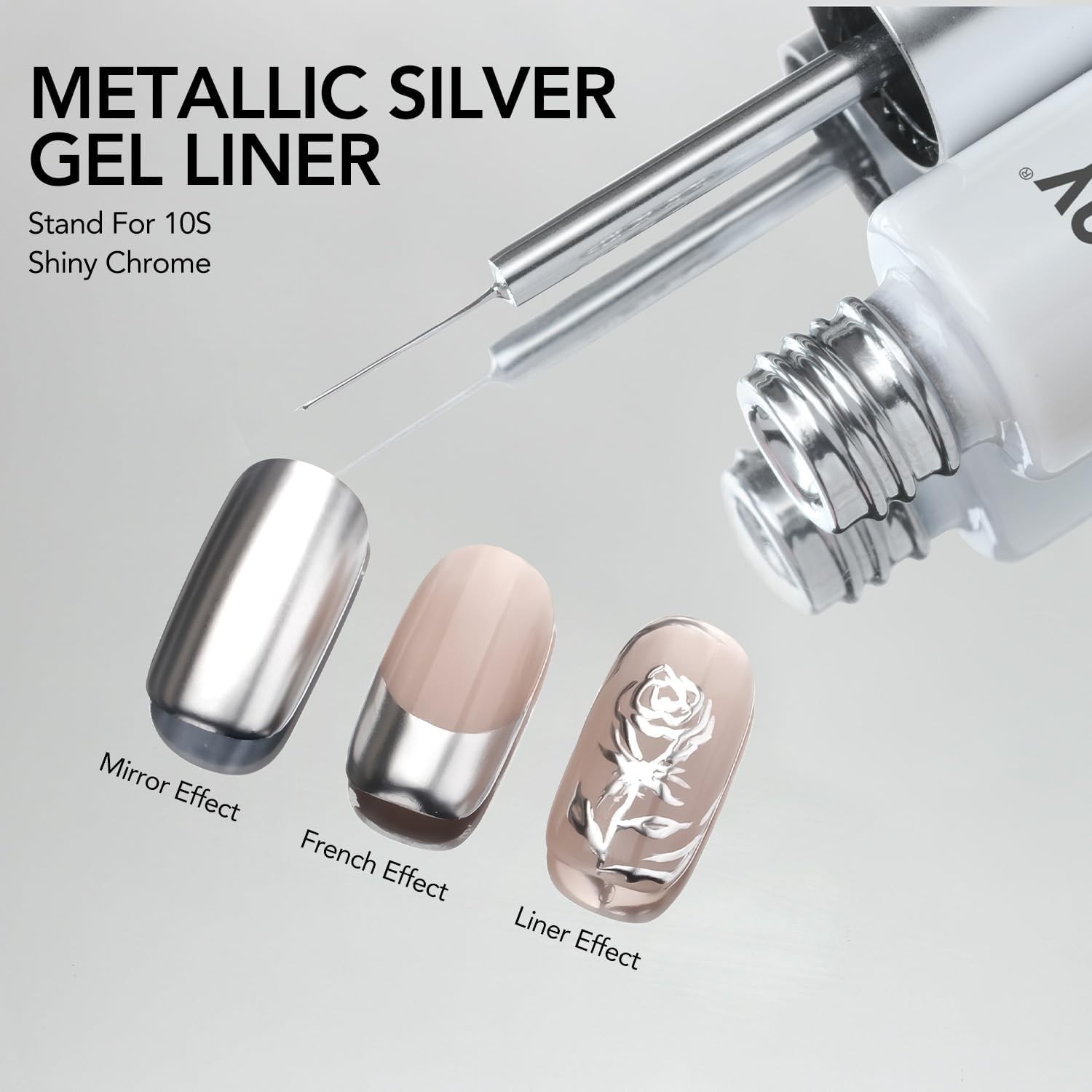 Metallic Sier l Nail Polish Art Liner, 8ml 3D Mirror Chrome