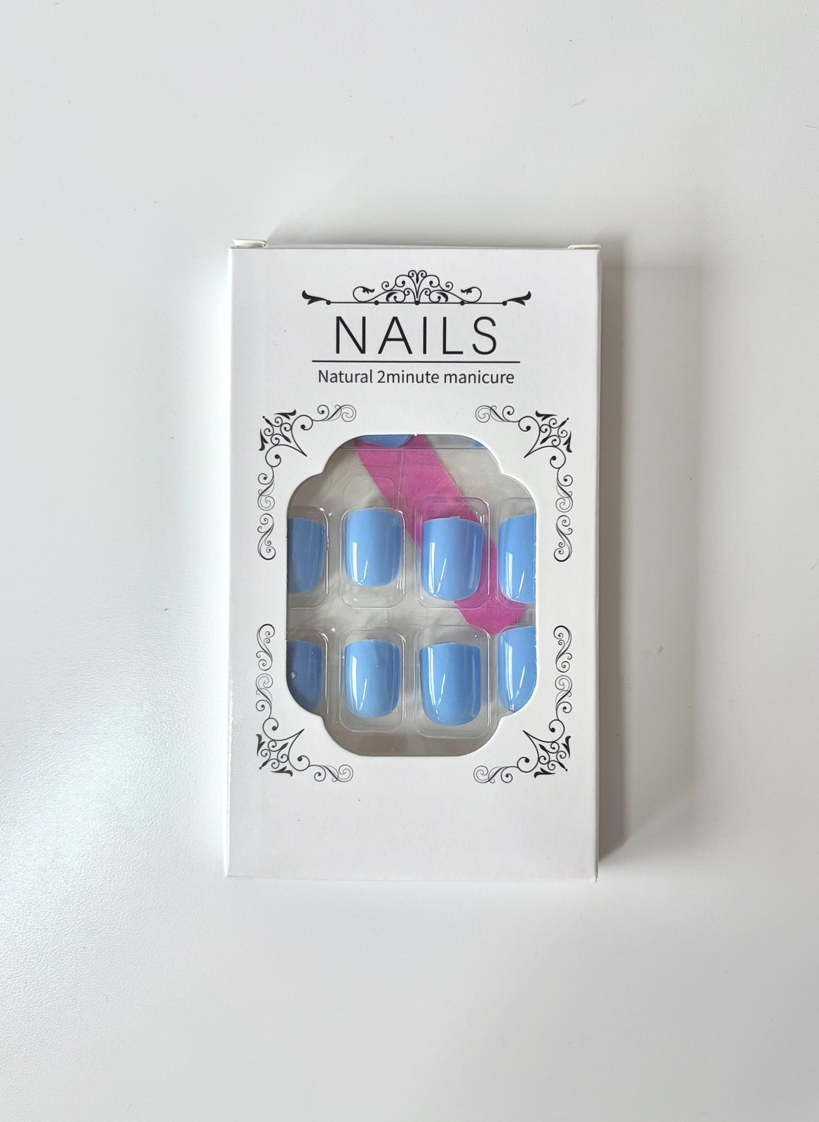 24pc Light Blue Press On Nails | Short Squoval | Reusable with Tools