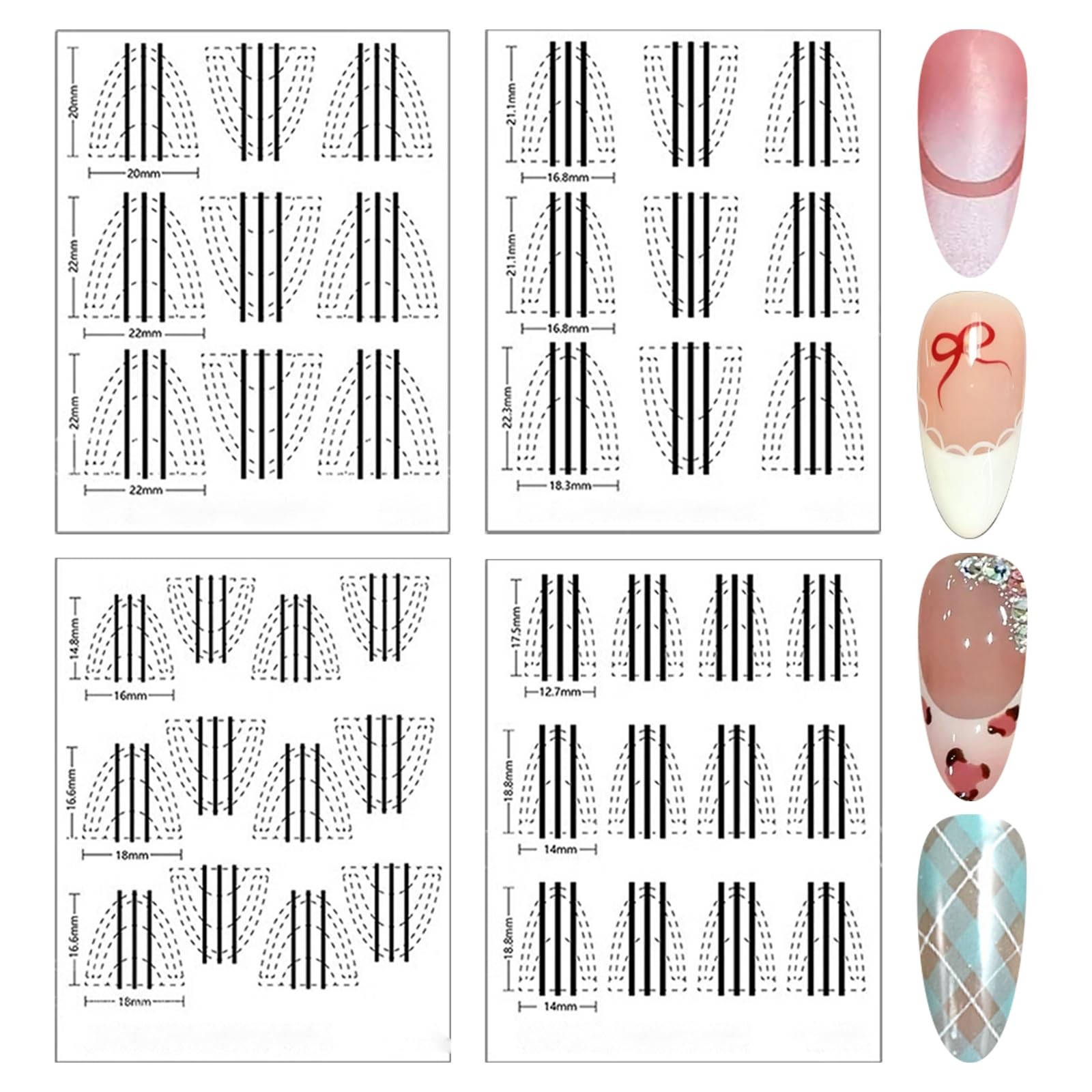 10 Sheets French Tip Guide Stencil for All Nail Shapes French Manicure Strips…