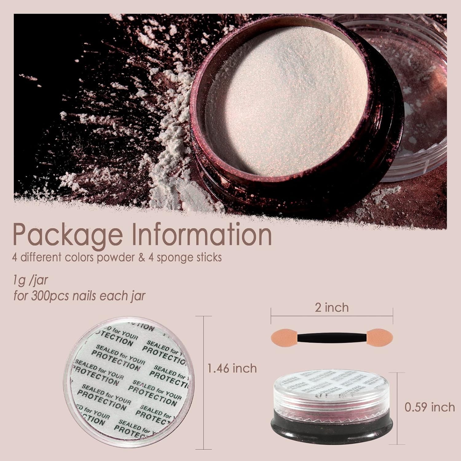 Chrome Nail Art Powder Set – 4 Colors with Mirror Finish for Elegant Designs