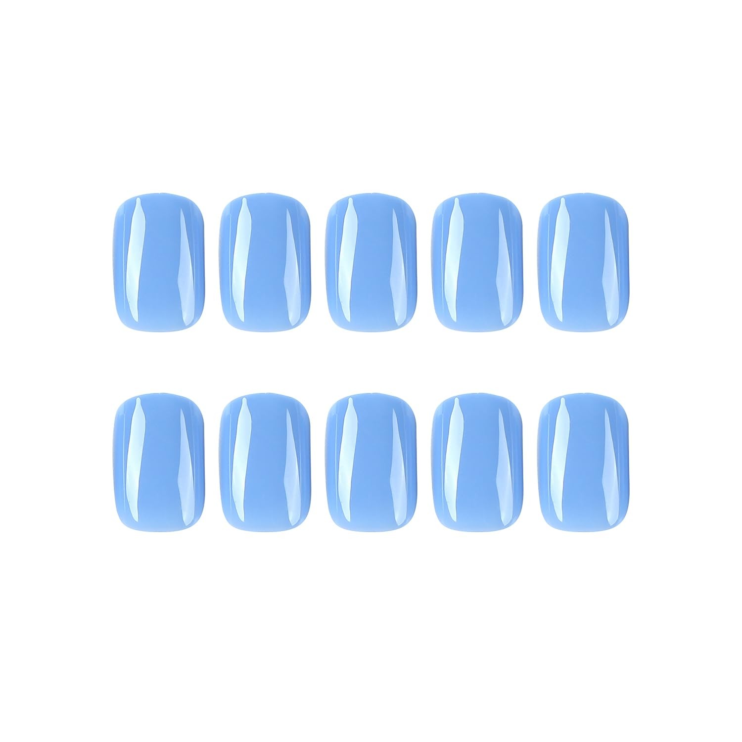 Lake Blue Press on Nails Short Square Fake with Nail Short, lake blue