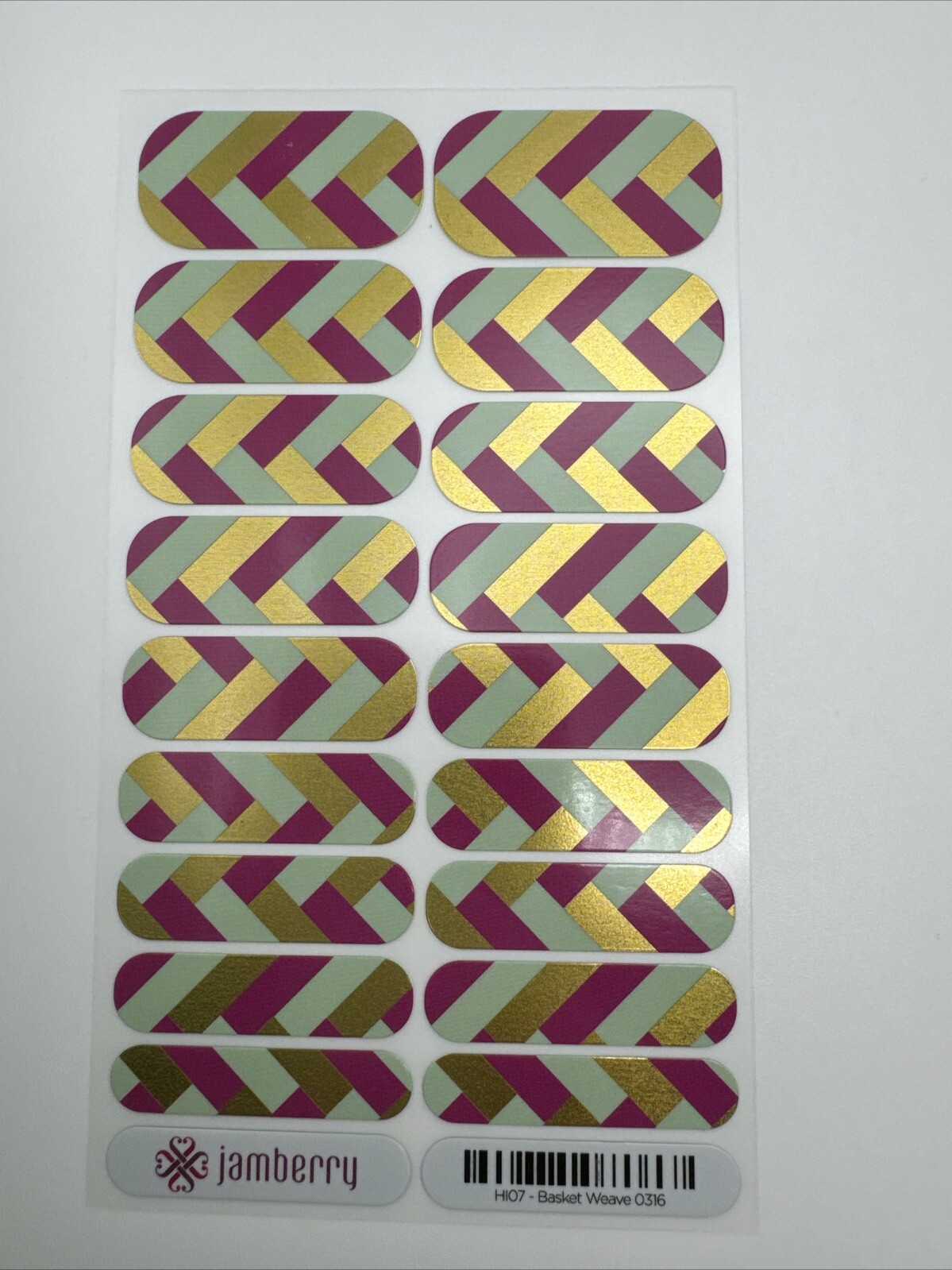 Jamberry Nail Wraps Basket Weave Full Sheet (multicolor metallic Chevron)