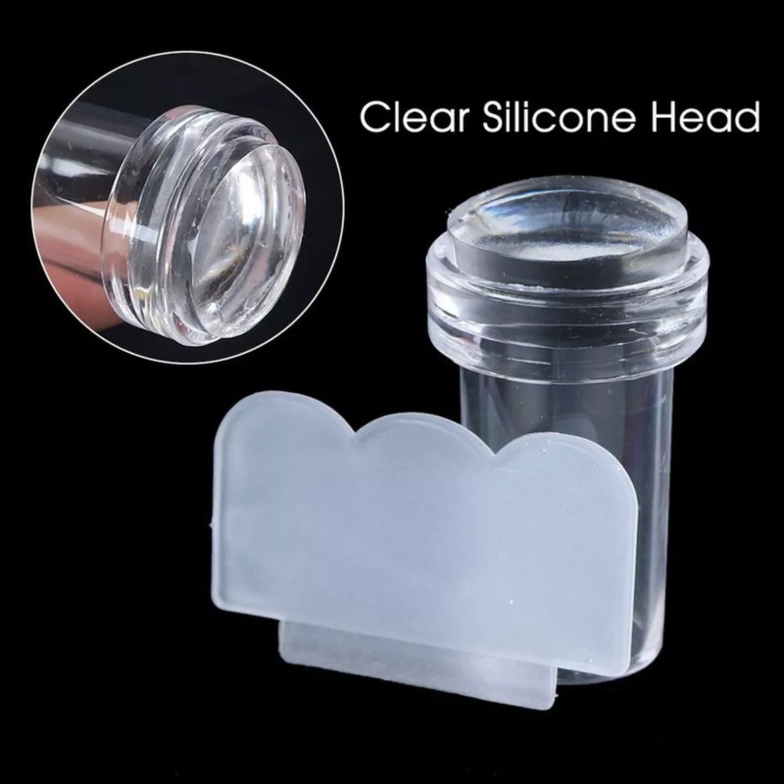 French Nail Art Stamper Silicone Jelly Tool with Scraper for DIY Manicure