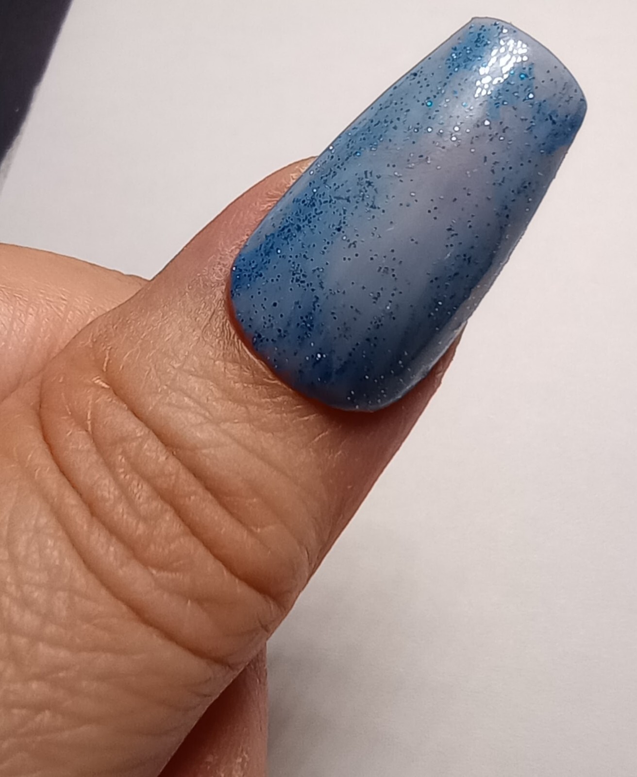 Blue/Grey PressOns, Handmade, Winter, Coffin, Medium, Nails, Gifts, For Her